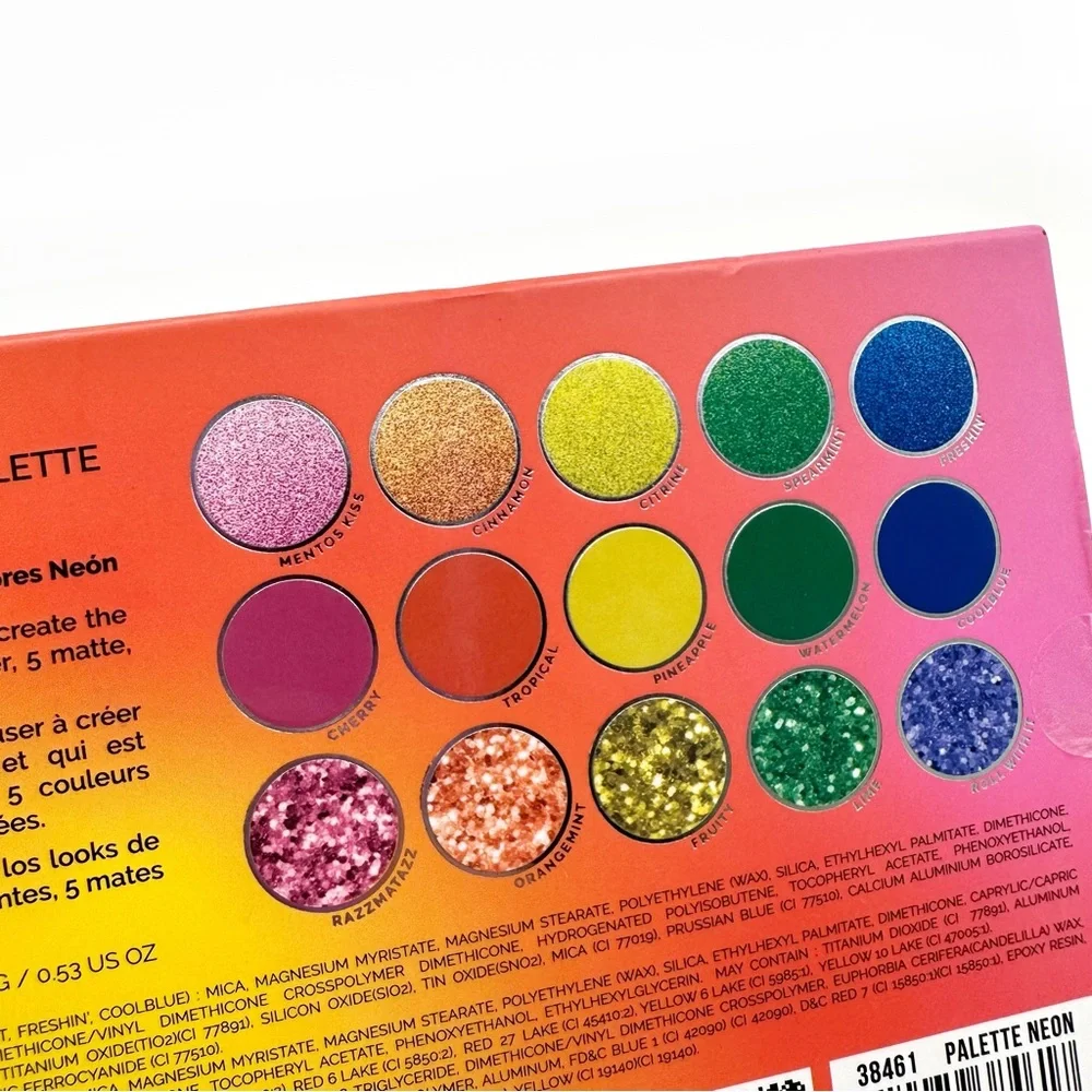 Rude Cosmetics Mentos Mixed Fruit Neon Eyeshadow Palette  Rainbow Shimmer Gift